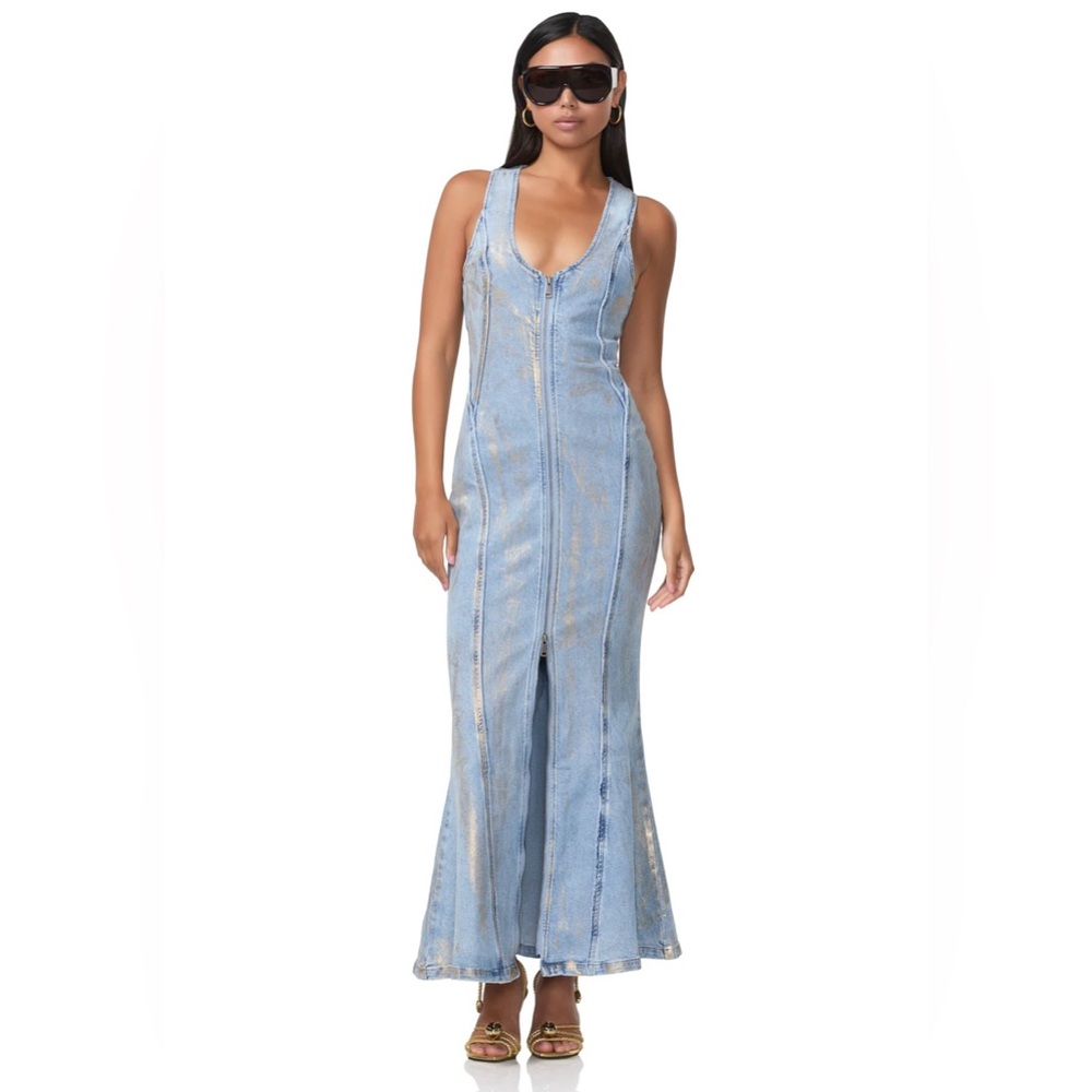AFRM Kadence Denim Zipper Dress